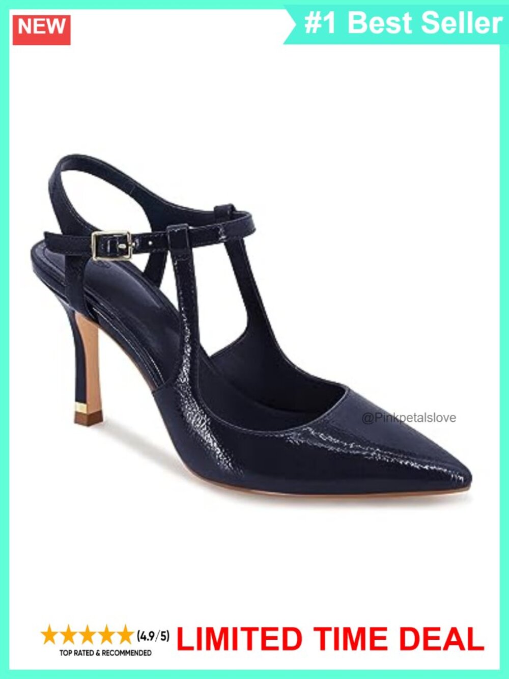Patent Leather Pointed Toe Ankle Strap Stiletto Pumps